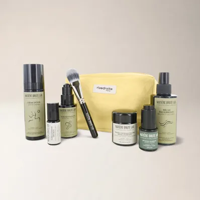 Trousse Essentielle jaune 6 soins naturels visage - Rivedroite et Matiere Brute Lab