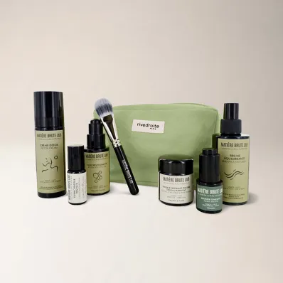 Trousse Essentielle verte 6 soins naturels visage - Rivedroite et Matiere Brute Lab
