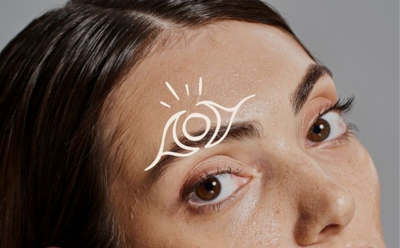 Zoom brut sur un regard et le pictogramme œil