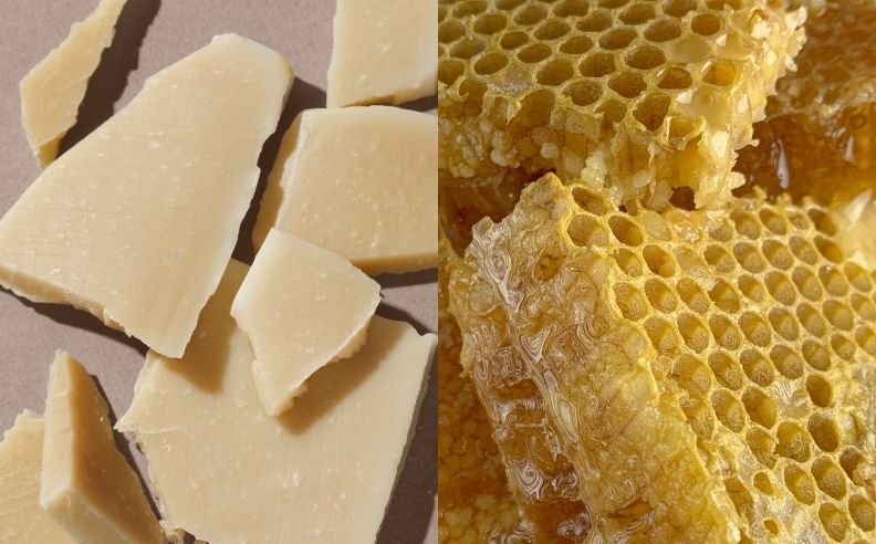Diptyque de la texture et de l'ingrédient du savon doux