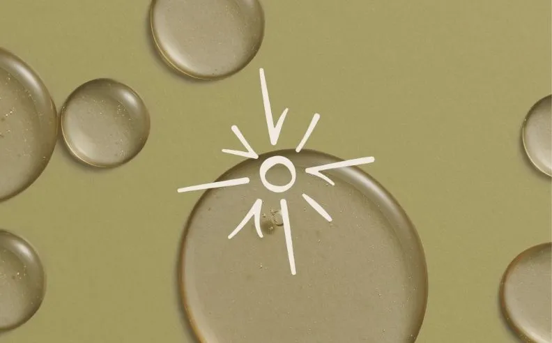 Zoom brut sur de l'huile et le pictogramme concentré