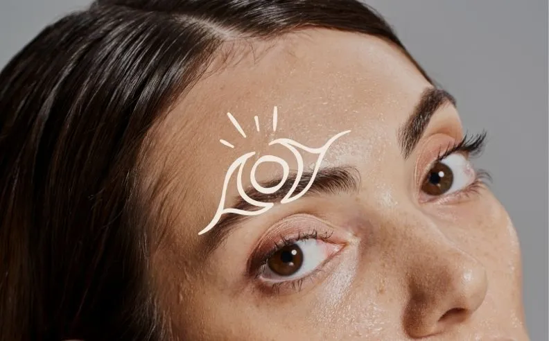 Zoom brut sur un regard et le pictogramme œil