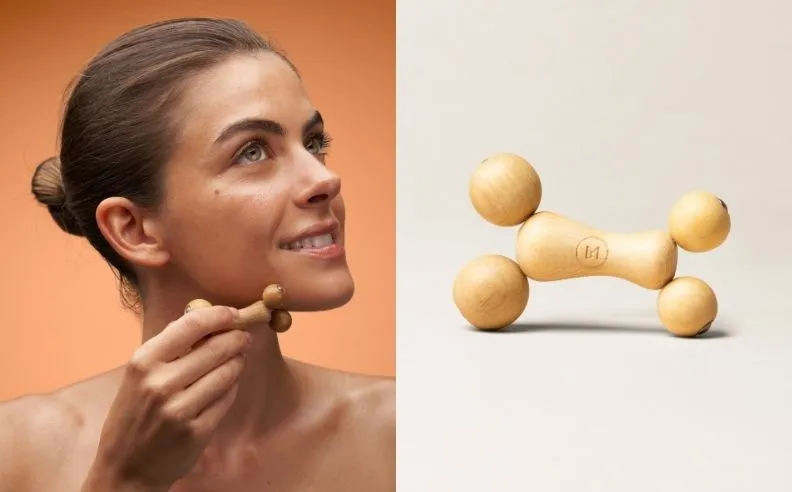 Un diptyque du boulado visage et une personne qui l'utilise