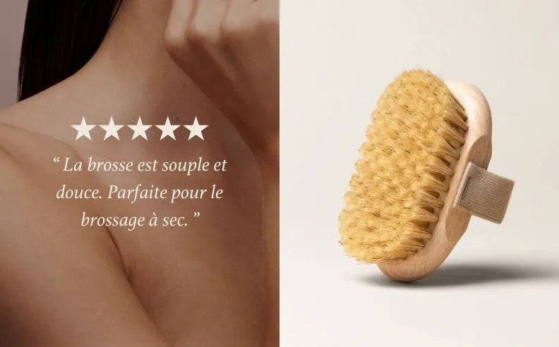 Un diptyque de la brosse corps et d'un avis