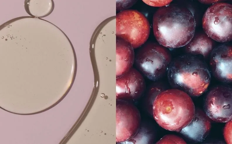 Un diptyque de la texture du booster nourrissant et des prunes