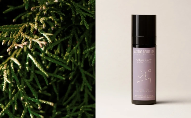 Un diptyque de la crème glow et de feuilles de cyprès