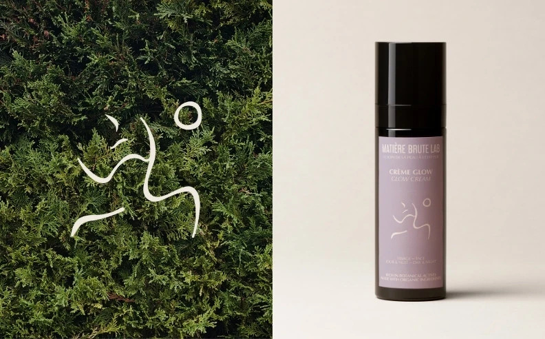 Un diptyque de la crème glow et du cyprès, avec le pictogramme visage