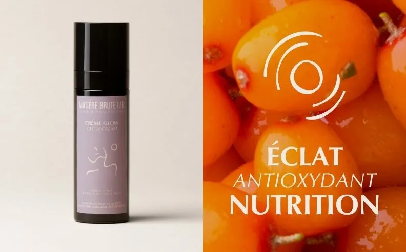 Diptyque de la crème glow, les bénéfices et un pictogramme