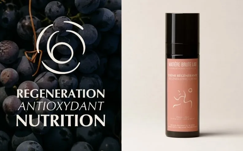 Diptyque de la crème régénérante, les bénéfices et un pictogramme