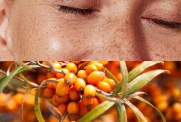 Diptyque d'un visage bonne mine et des baies d'argousier