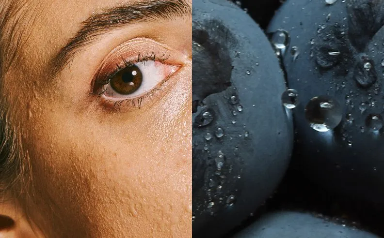 Diptyque d'un regard et d'un zoom brut sur du raisin