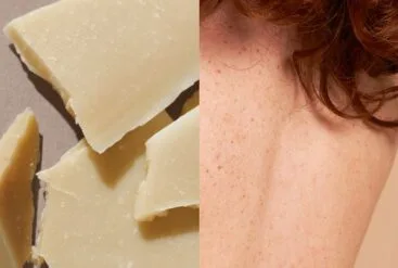 Diptyque du savon doux et de la peau d'une femme