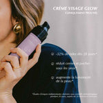 Crème Visage Glow redonne éclat naturellement, réduit visiblement les rides, diminue les cernes & poches et hydrate la peau. Idéale pour les teints ternes et fatigués